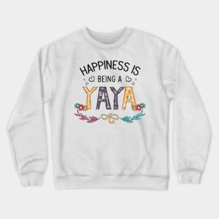 Happiness Is Being A Yaya Wildflowers Valentines Mothers Day Crewneck Sweatshirt